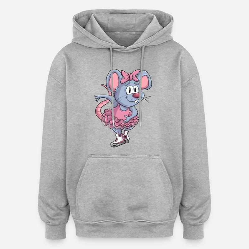Schlittschuh Maus / Eiskunstlauf Mäuschen - Oversized Unisex Hoodie - Grau meliert