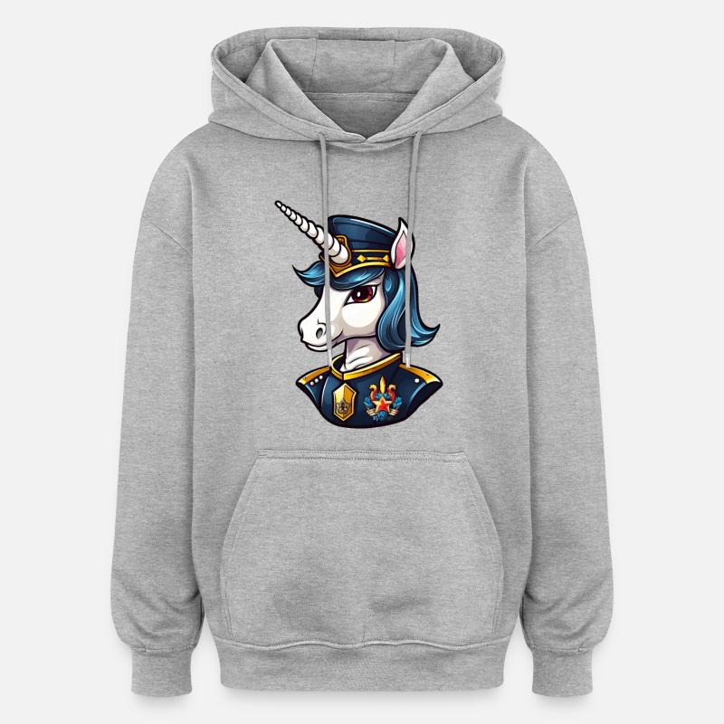 Policière licorne - Sweat à capuche oversize unisexe - gris chiné