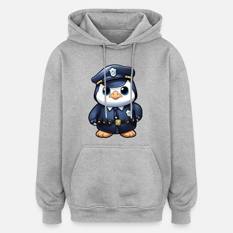 Pinguin Polizei - Oversized Unisex Hoodie - Grau meliert
