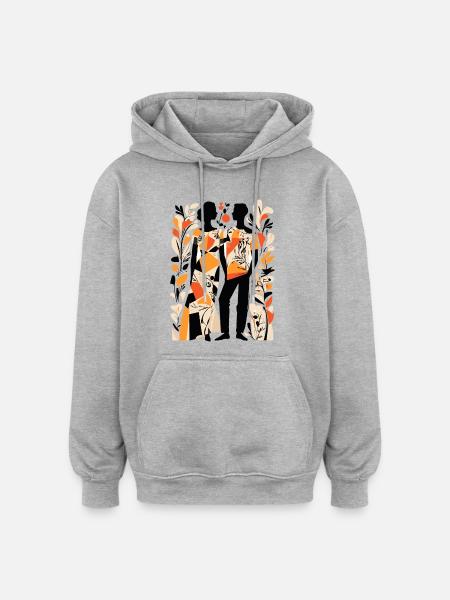 Abstract Art Man and Woman - Oversized Unisex Hoodie - heather grey