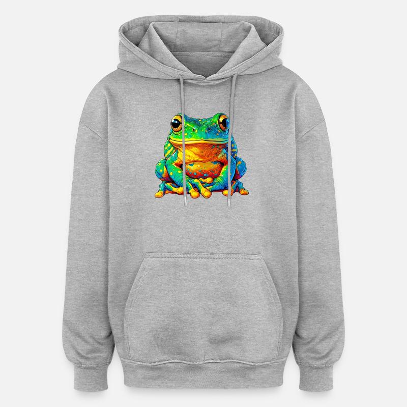 Grenouille - Sweat à capuche oversize unisexe - gris chiné