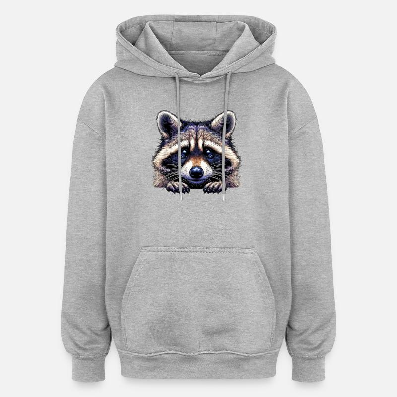 Waschbär - Oversized Unisex Hoodie - Grau meliert