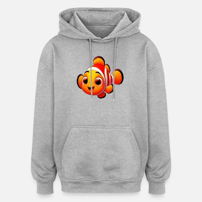 Clownfisch - Oversized Unisex Hoodie - Grau meliert