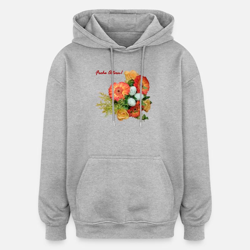 Joyeuses fleurs de Pâques - Sweat à capuche oversize unisexe - gris chiné