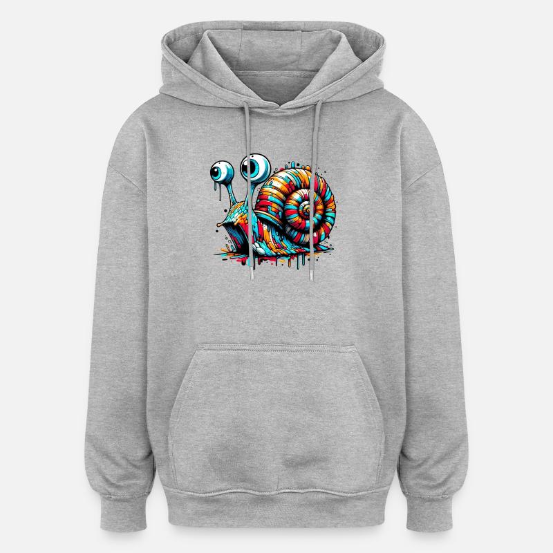Schnecke - Oversized Unisex Hoodie - Grau meliert