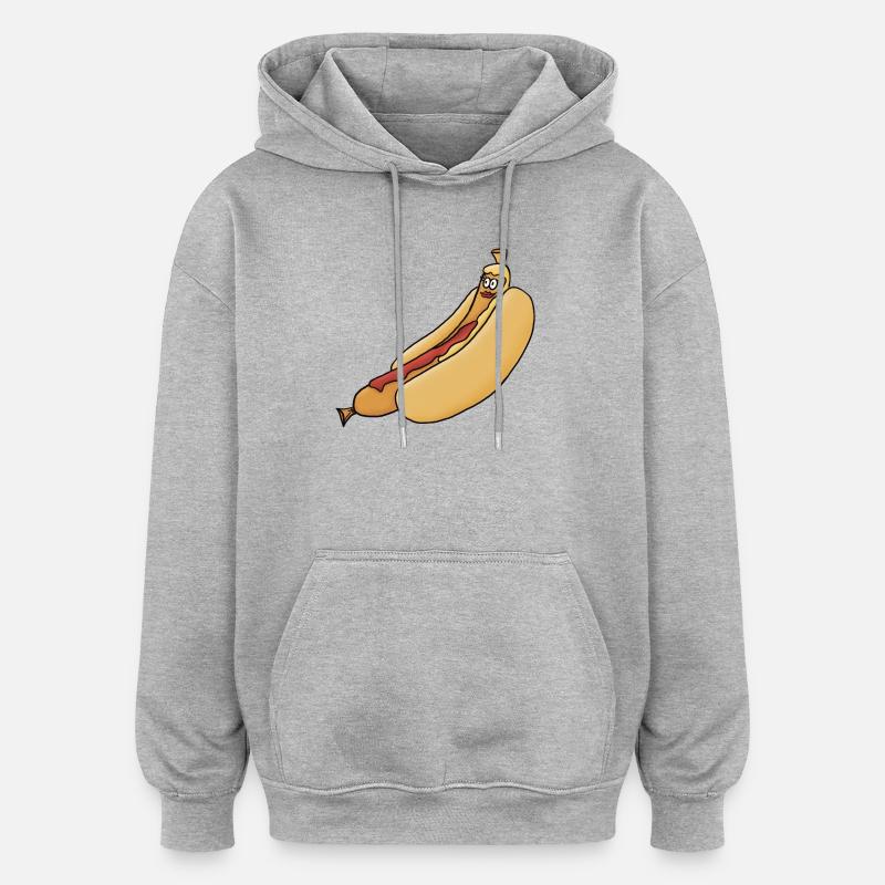 Bockwurst détendu en chignon - Sweat à capuche oversize unisexe - gris chiné