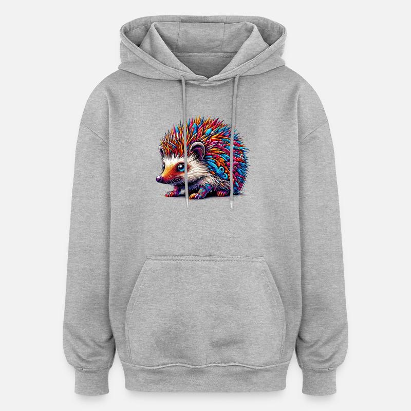 Hedgehog - Oversized Unisex Hoodie - heather grey