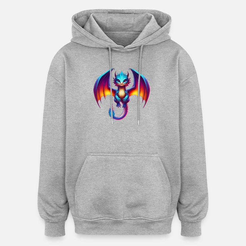 Drache - Oversized Unisex Hoodie - Grau meliert