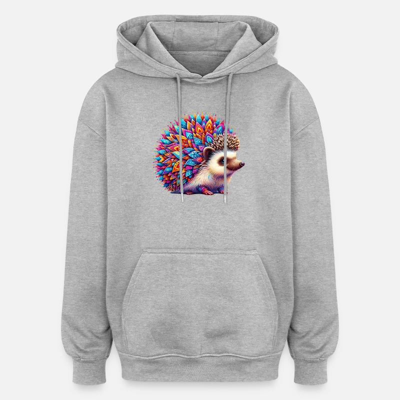 Hérisson - Sweat à capuche oversize unisexe - gris chiné