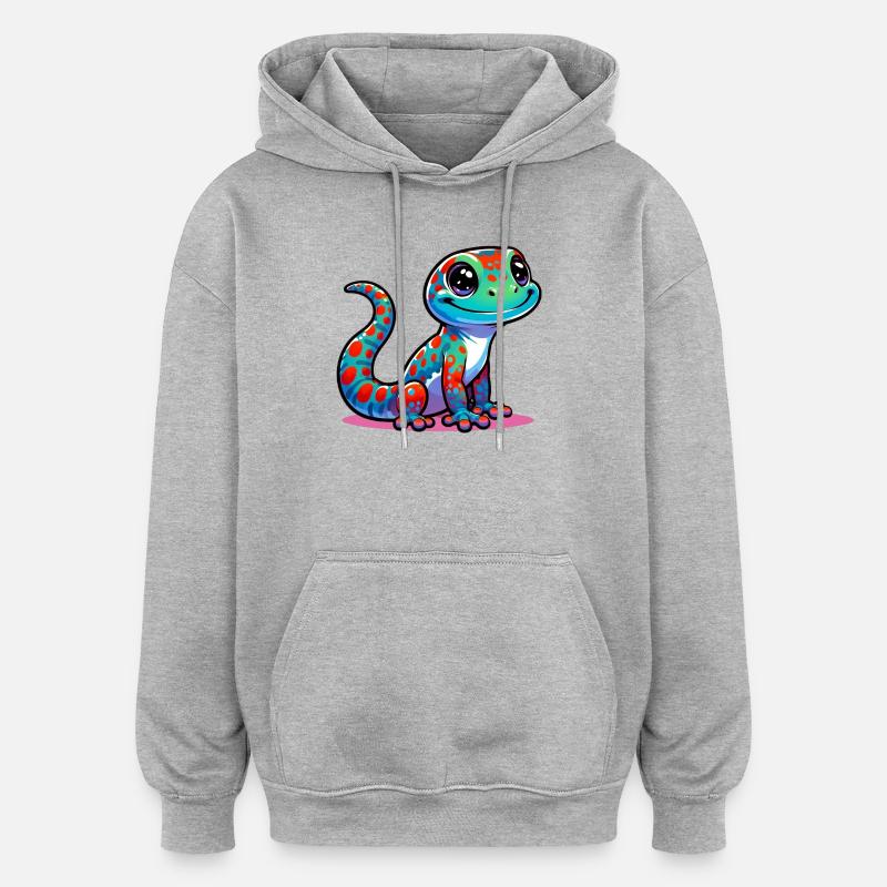 Gecko - Sweat à capuche oversize unisexe - gris chiné