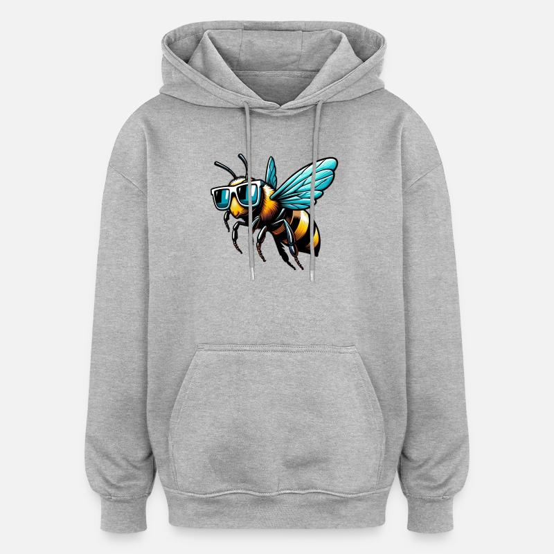 Biene - Oversized Unisex Hoodie - Grau meliert