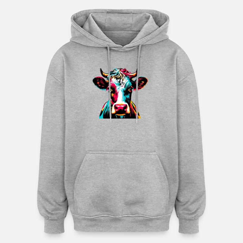 Vache - Sweat à capuche oversize unisexe - gris chiné
