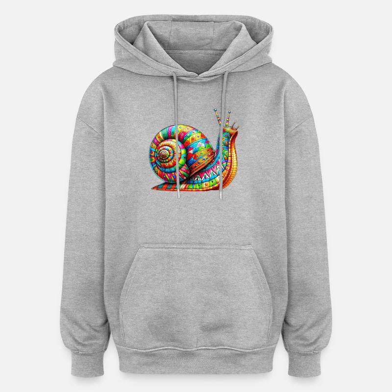 Escargot - Sweat à capuche oversize unisexe - gris chiné