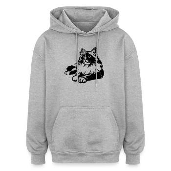 Ragdoll Katze - Oversized Unisex Hoodie - Grau meliert - Vorne - Noah (186cm)