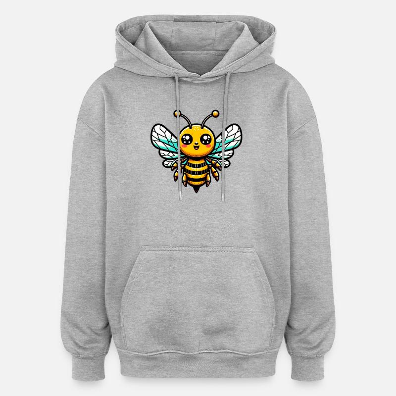 Abeille - Sweat à capuche oversize unisexe - gris chiné