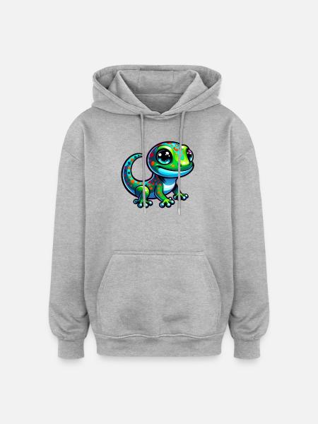 Gecko - Oversized Unisex Hoodie - heather grey