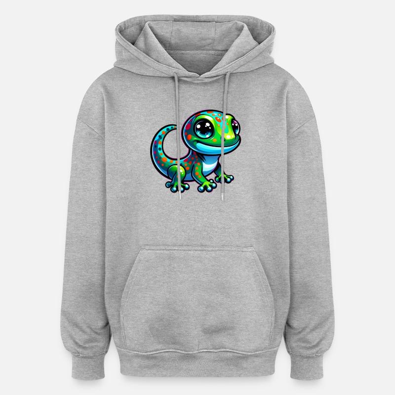 Gecko - Sweat à capuche oversize unisexe - gris chiné