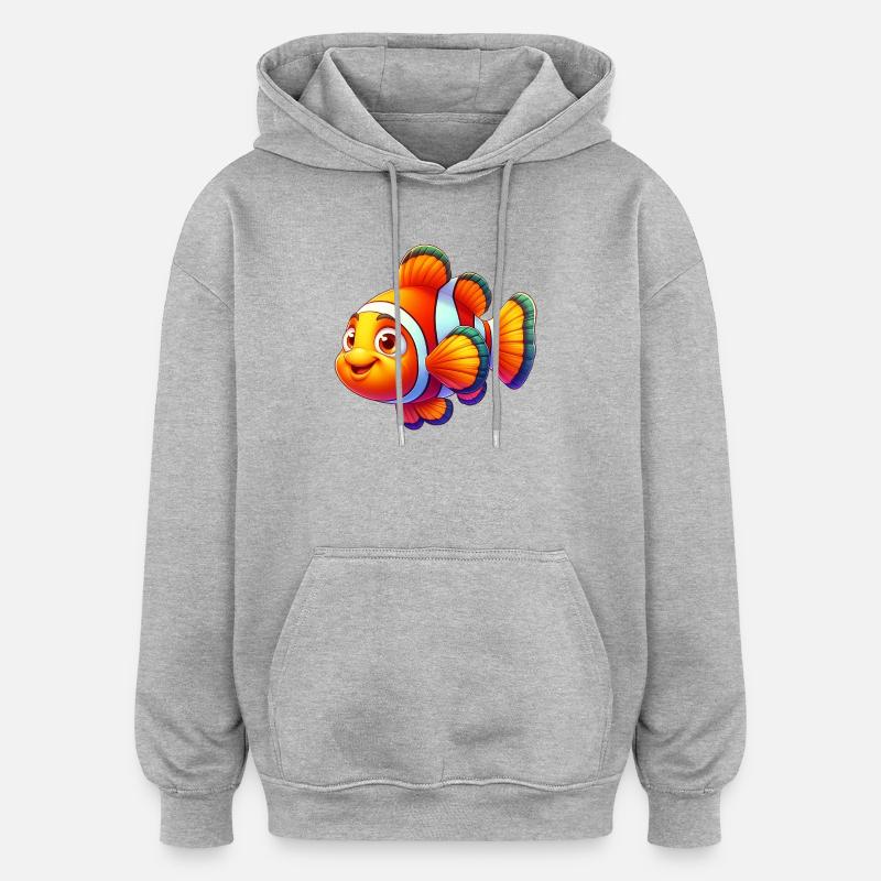 Poisson-clown - Sweat à capuche oversize unisexe - gris chiné