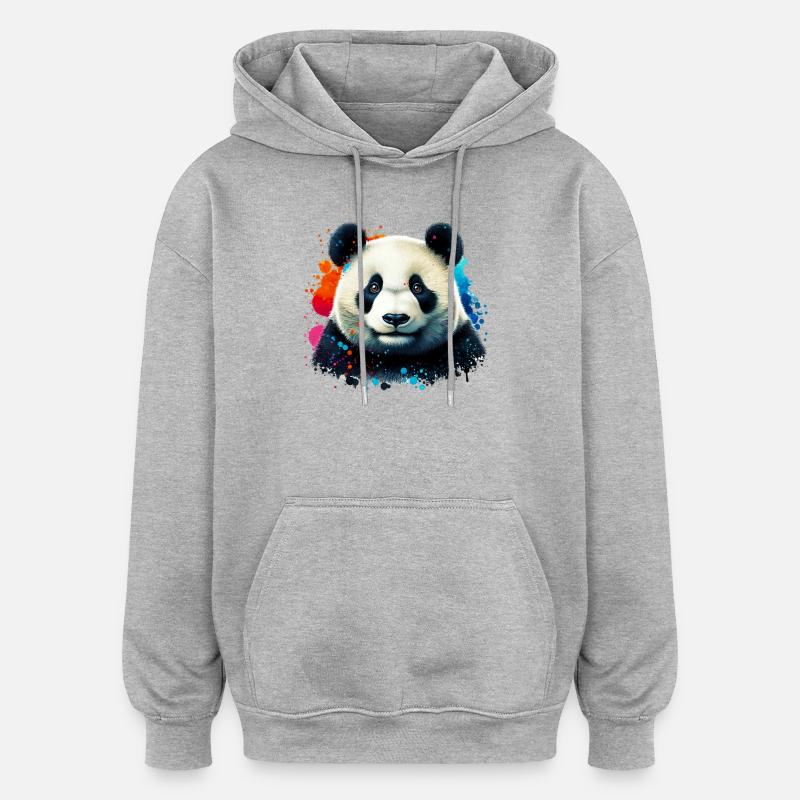 Panda - Sweat à capuche oversize unisexe - gris chiné