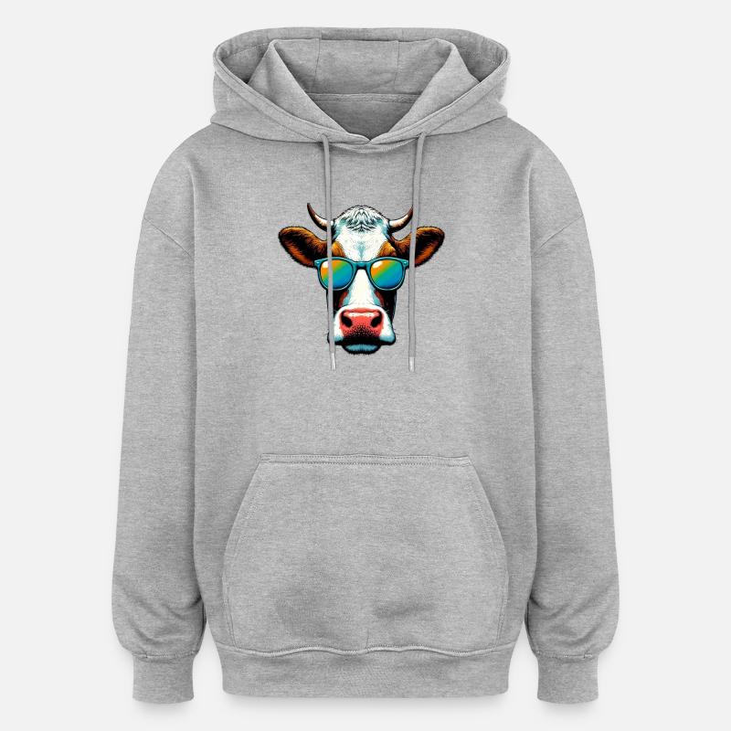 Vache - Sweat à capuche oversize unisexe - gris chiné