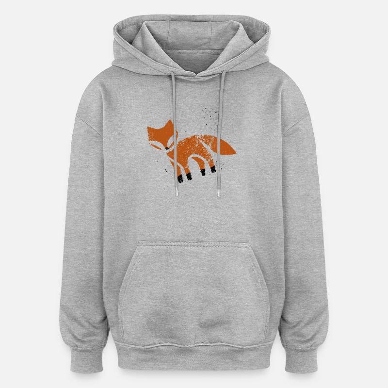 Rustic fox in stamp look - Oversized Unisex Hoodie - heather grey