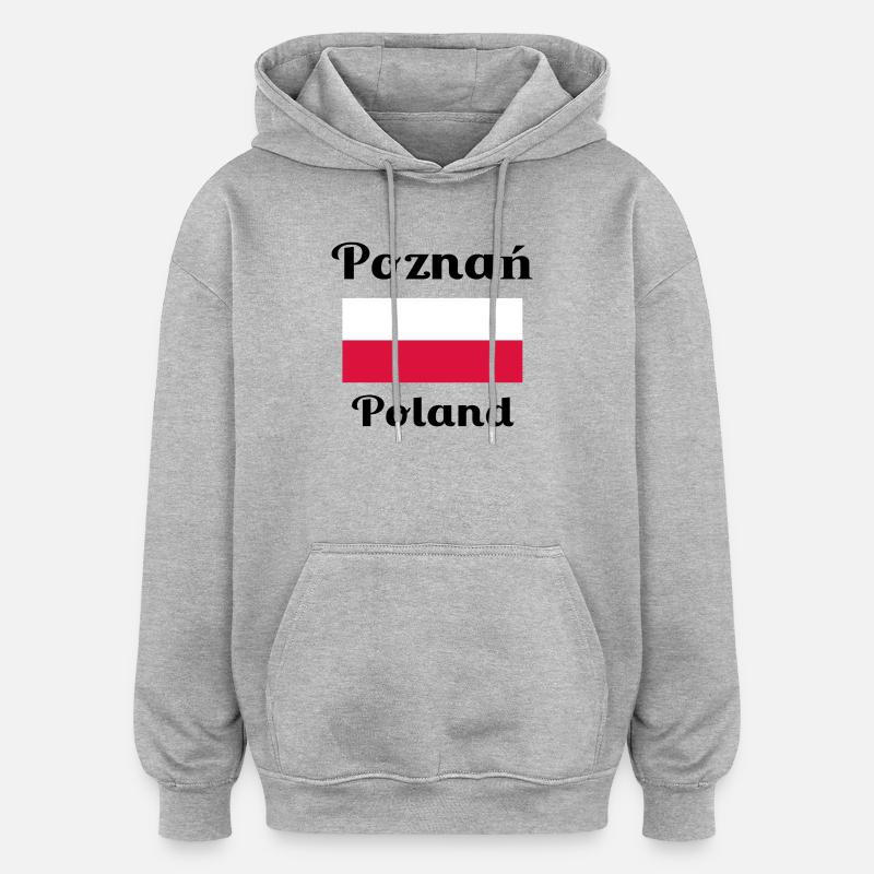 Poznan, Pologne - Imprimés élégants - Sweat à capuche oversize unisexe - gris chiné