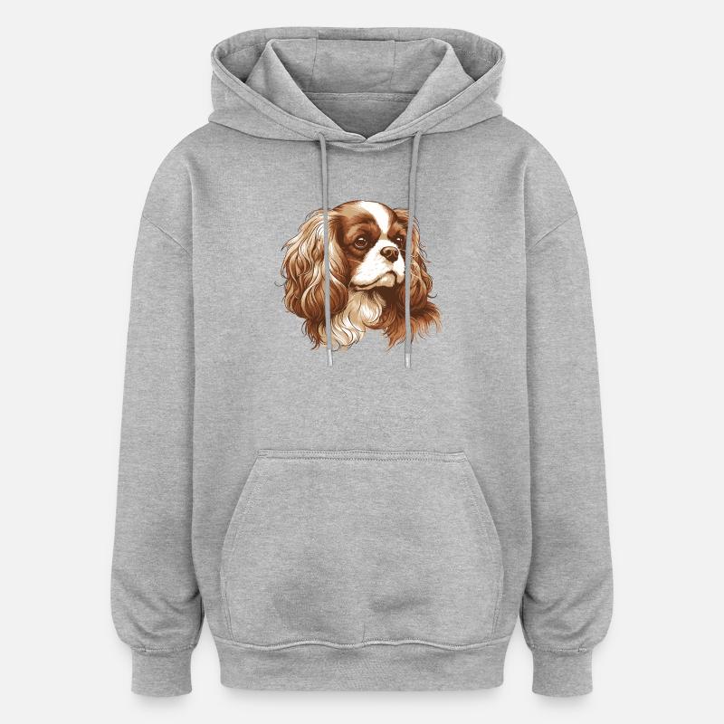 Cavalier King Charles Spaniel - Sweat à capuche oversize unisexe - gris chiné