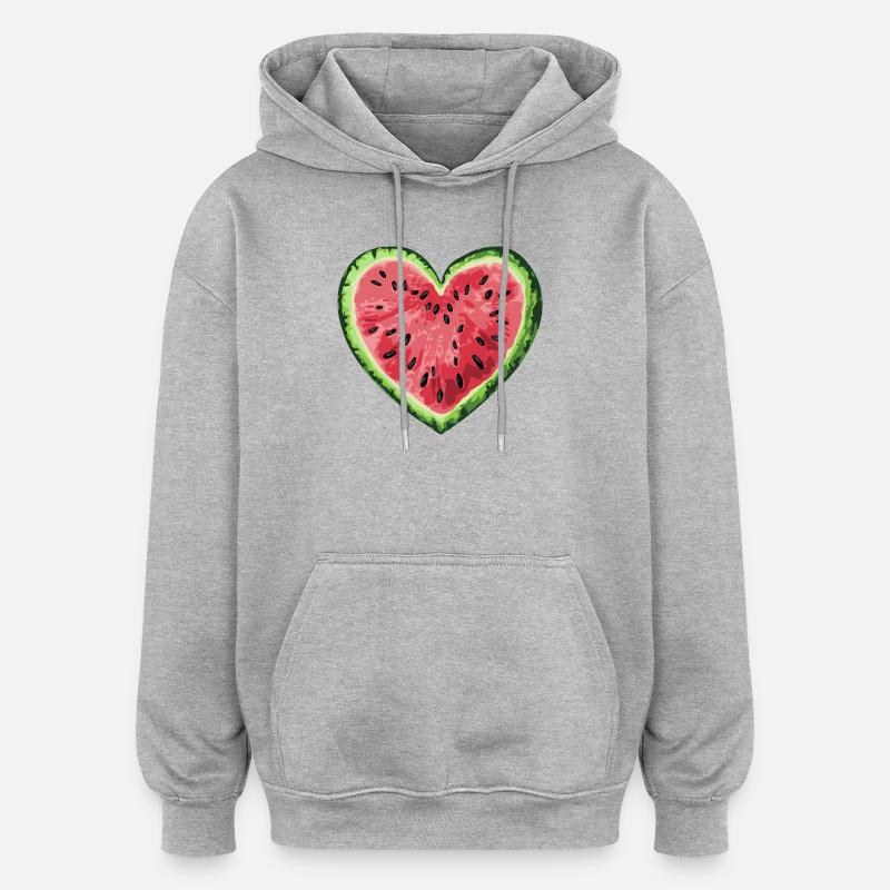 Aquarelle de pastèque pour les gourmands - Sweat à capuche oversize unisexe - gris chiné