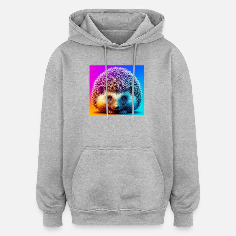 hérisson - Sweat à capuche oversize unisexe - gris chiné