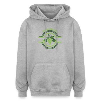 Burgundy vine logo with snails - Oversized Unisex Hoodie - heather grey - Front - Noah (186cm)