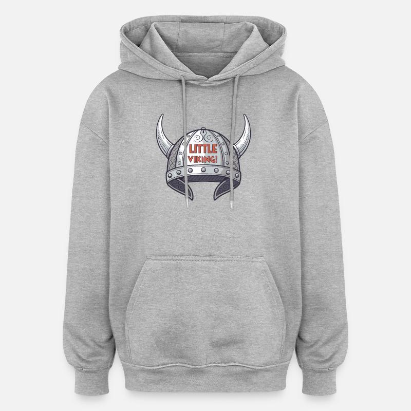 Kleiner Wikingerhelm - Oversized Unisex Hoodie - Grau meliert