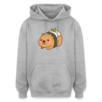 Capybara Sushi – niedlich & lecker 🍣🦫 - Oversized Unisex Hoodie - Grau meliert - Vorne - Noah (186cm)