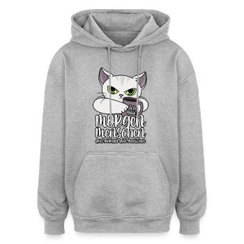 Ich hasse Morgenmenschen und Morgen und Menschen - Oversized Unisex Hoodie - Grau meliert - Vorne - Noah (186cm)