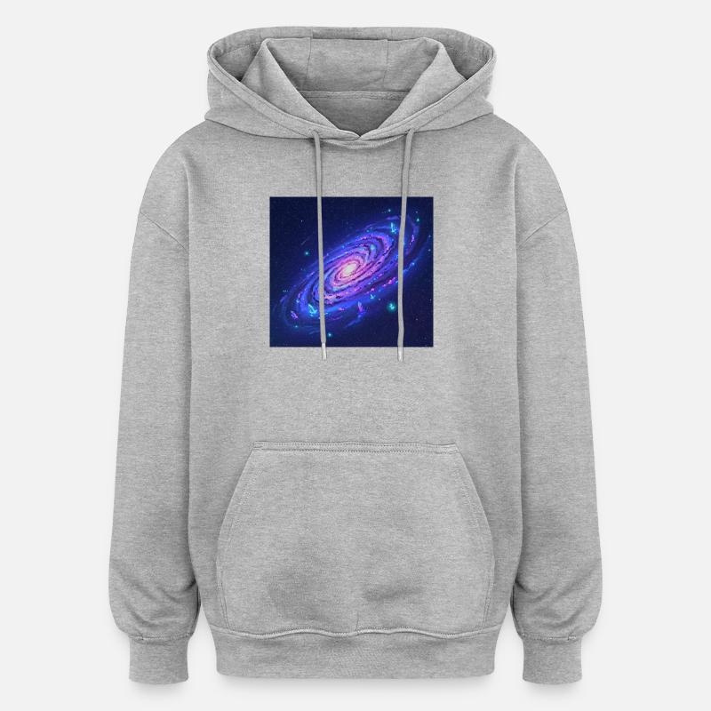 Néon Galaxy Spirale Cristaux - Sweat à capuche oversize unisexe - gris chiné