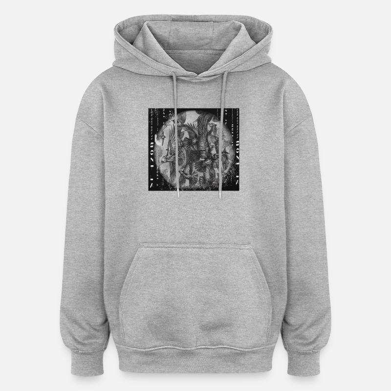 Vögel - Oversized Unisex Hoodie - Grau meliert