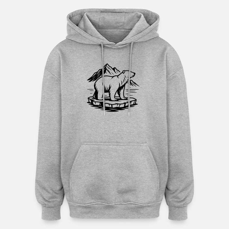 Eisbär - Oversized Unisex Hoodie - Grau meliert