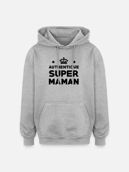 Authentic Super Mom - Mother's Day - Oversized Unisex Hoodie - heather grey