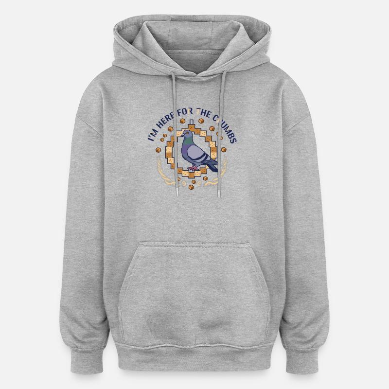 Chasseur de biscuits Pigeon Pixel - Sweat à capuche oversize unisexe - gris chiné