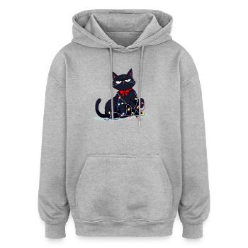 Lustige grimmige Katze Weihnachten  - Oversized Unisex Hoodie - Grau meliert - Vorne - Noah (186cm)