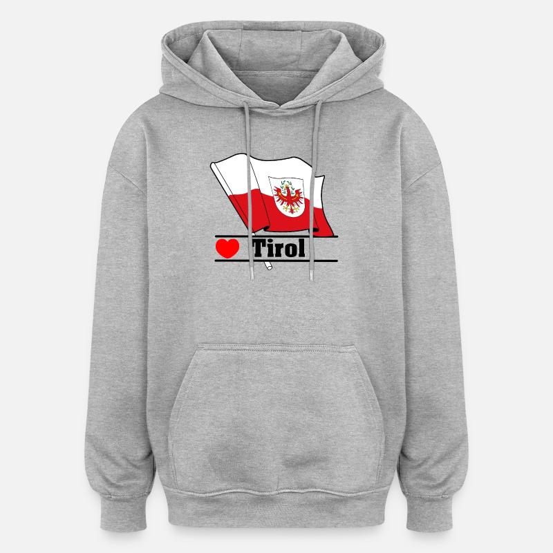 Drapeau du Tyrol avec cœur - Sweat à capuche oversize unisexe - gris chiné