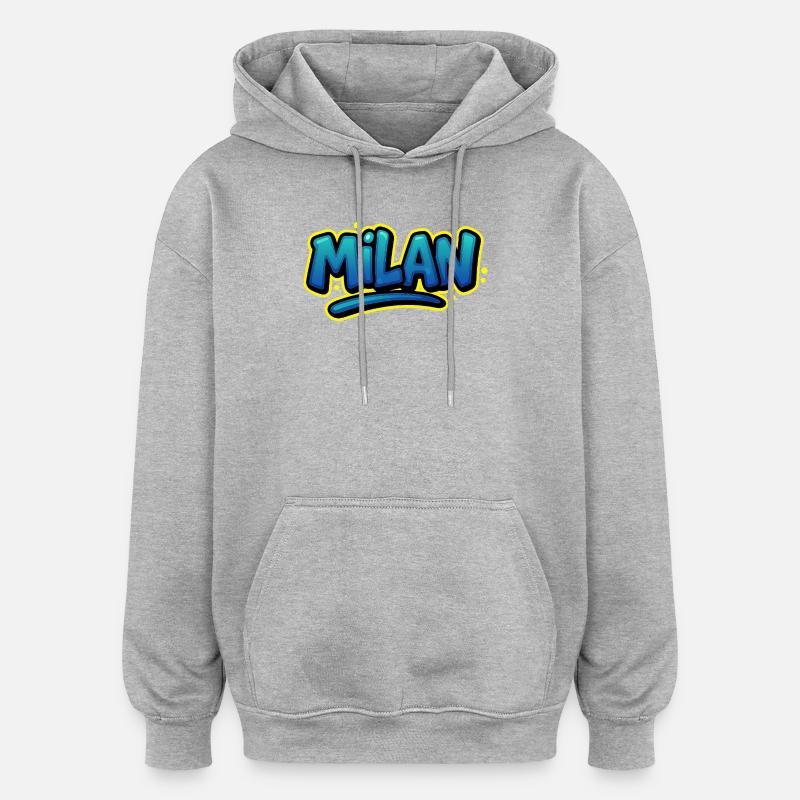 Graffiti Prénom Léon imprimable sur tout ! - Sweat à capuche oversize unisexe - gris chiné