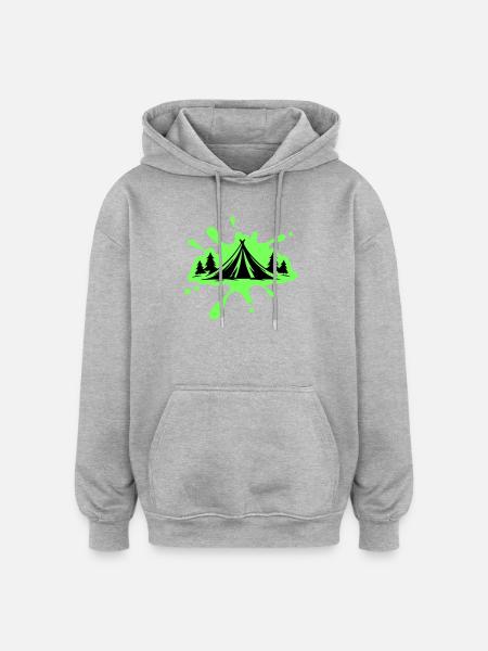 Camping Tent Nature Blobs - Oversized Unisex Hoodie - heather grey