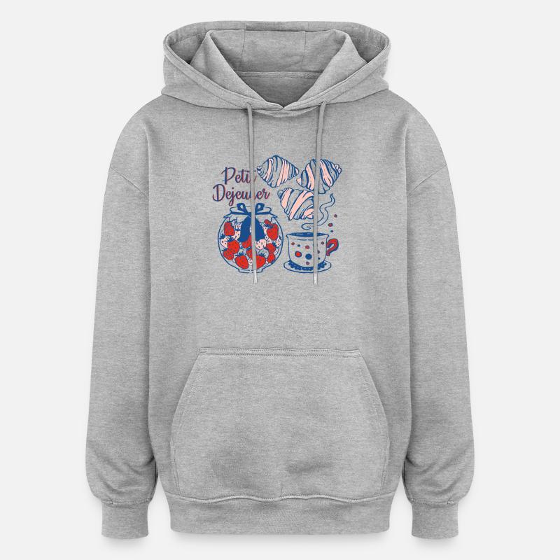 Petit Déjeuner Conception du petit-déjeuner - Sweat à capuche oversize unisexe - gris chiné