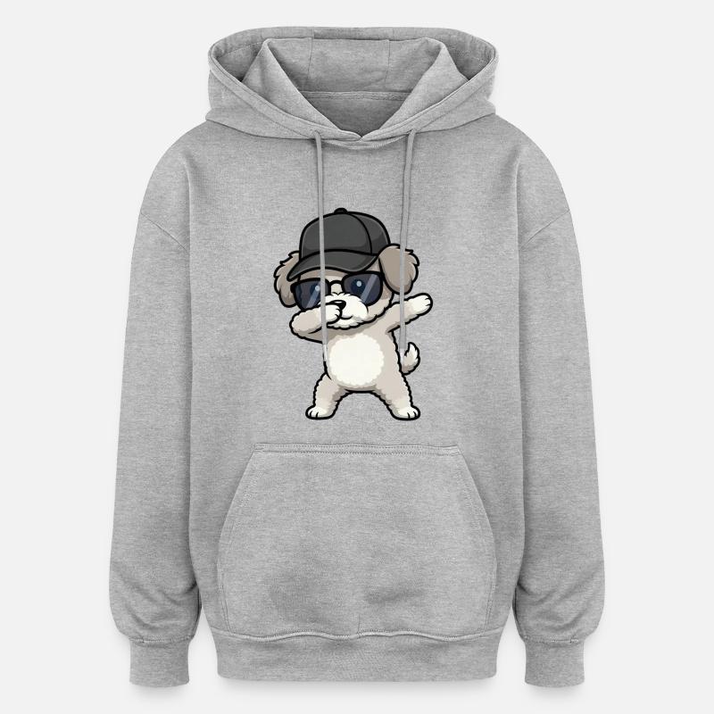Dab du Caniche Miniature - Sweat à capuche oversize unisexe - gris chiné