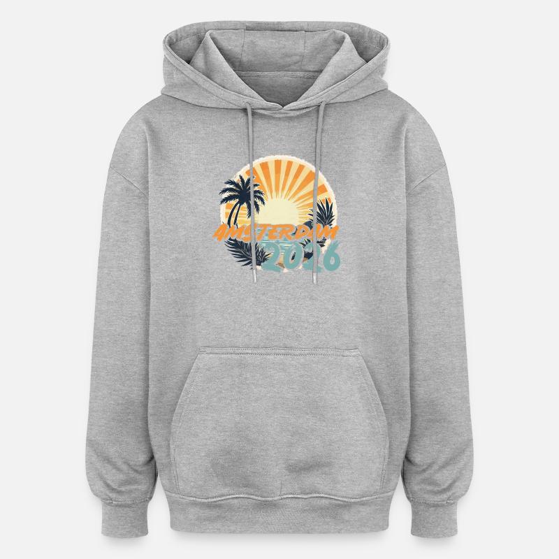 Amsterdam 2026 - Sweat à capuche oversize unisexe - gris chiné