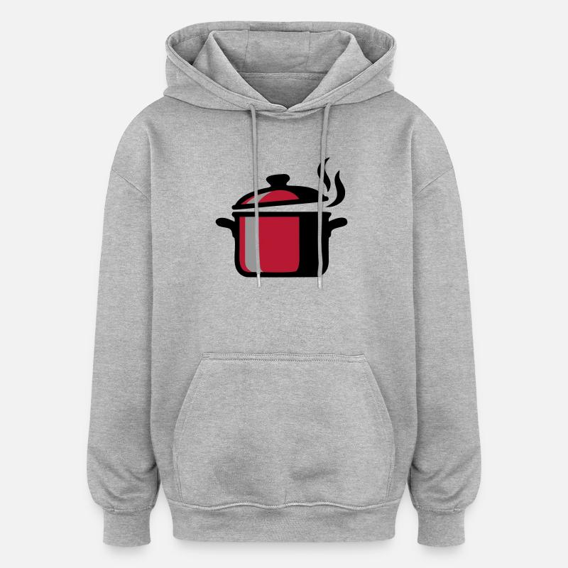 Cuisinière Cuisinière Logo du restaurant - Sweat à capuche oversize unisexe - gris chiné