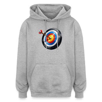 Explosion de cible en cible en plein centre - Sweat à capuche oversize unisexe - gris chiné - Devant - Noah (186cm)
