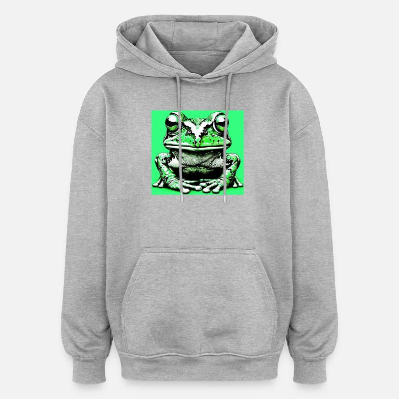 grenouille - Sweat à capuche oversize unisexe - gris chiné
