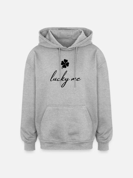 Geluksvogel | Lucky Clover Shirt | Minimalistisch - Oversized uniseks hoodie - grijs gemêleerd