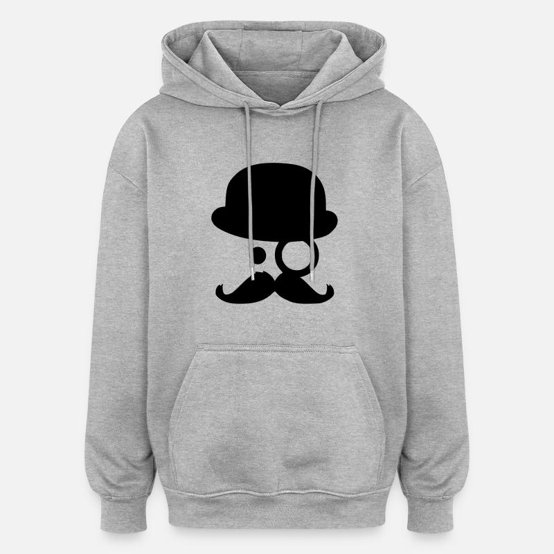 Moustache - by www.CodeShirt24.de - Oversized Unisex Hoodie - heather grey